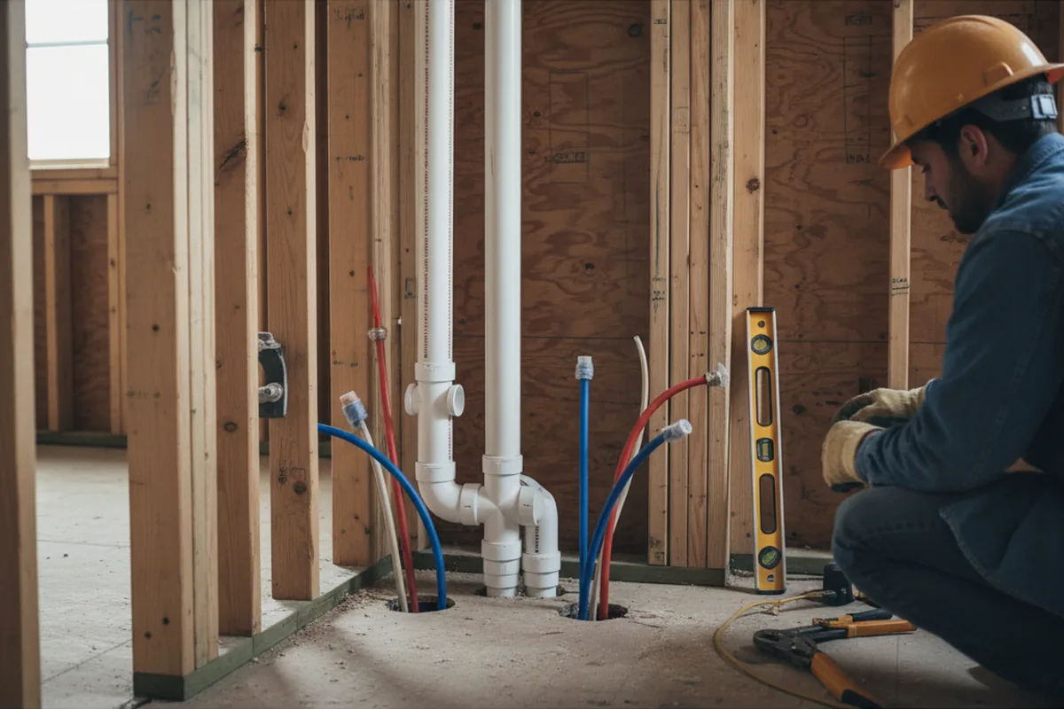 Drain and supply rough-in during Sump Pump Repair in Glynn