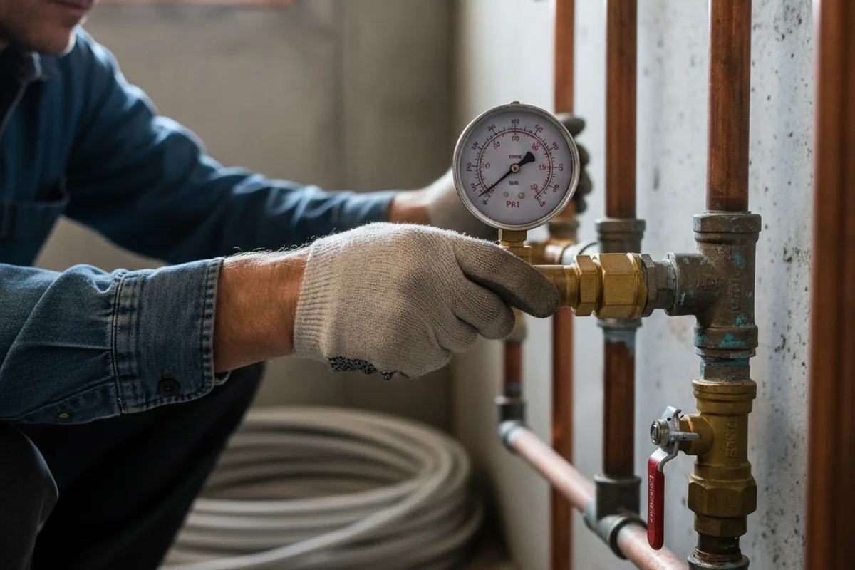 Pressure testing a repaired line during Water Line Repair in Glynn